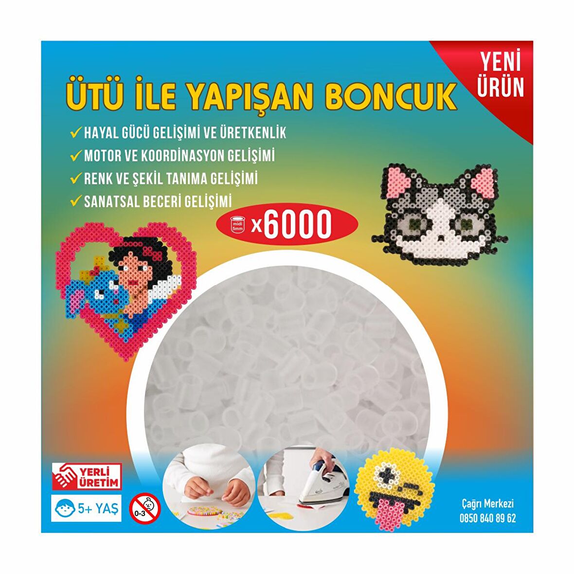 Hama Tipi Ütü ile Yapışan Midi Boncuk 5mm 6000'li Şeffaf