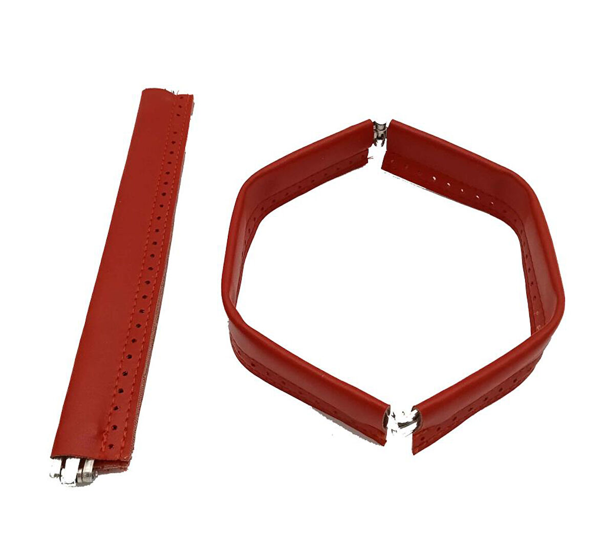 Çanta Aksesuar Kırmızı Renk Derili Metal Çanta Ağzı 24 Cm