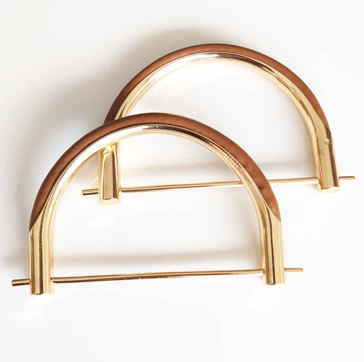 Çanta Aksesuar Taba Derili Üveyik Model Metal Çanta Sapı