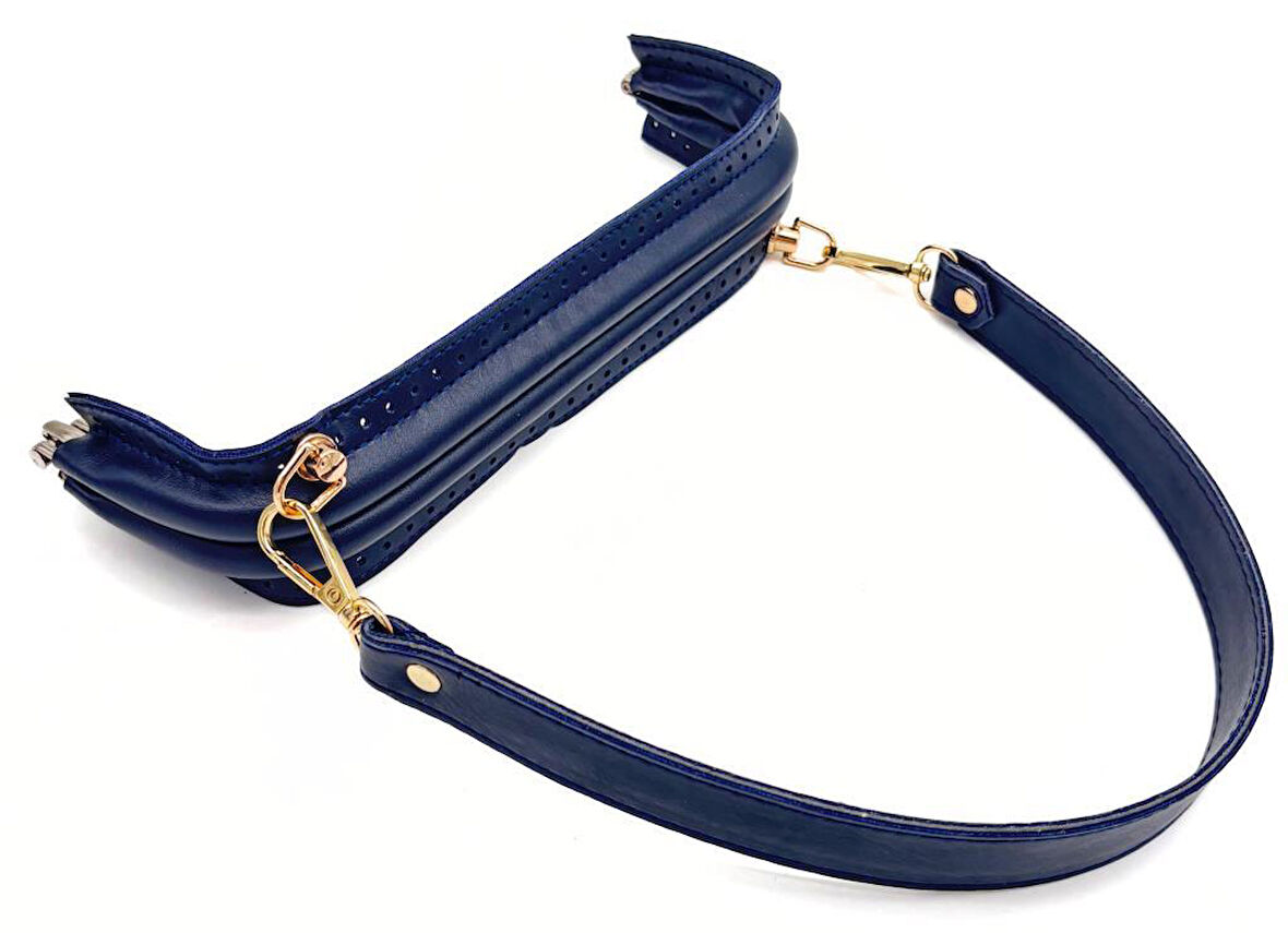 Nusrat Bilişim Çanta Aksesuar 25 cm Suni Derili  Lacivert Renk Gizli Çanta Bursu Deri Kulplu