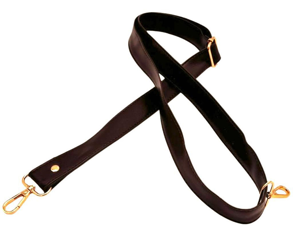 Çanta Aksesuar 120x3 cm Ayarlanabilir Koyu Kahve Çanta Sapı Light Gold Metalli