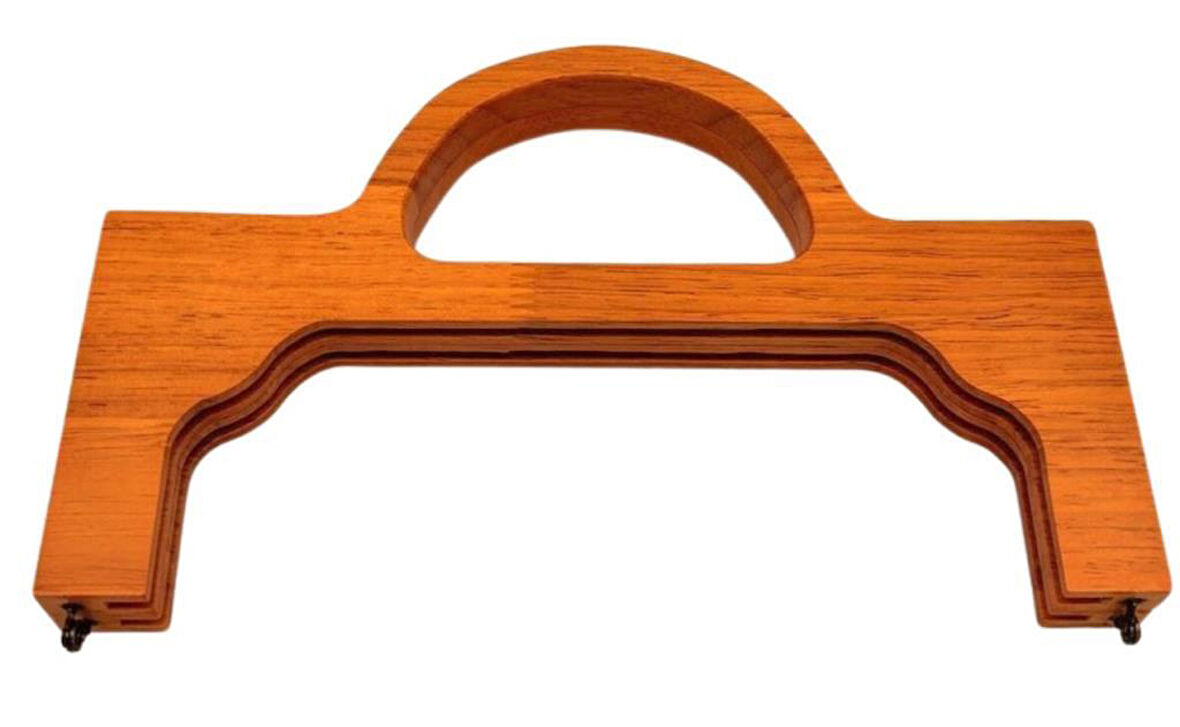 Çanta Aksesuar 25 cm Koyu Ton Ahşap Burs Tutmalı