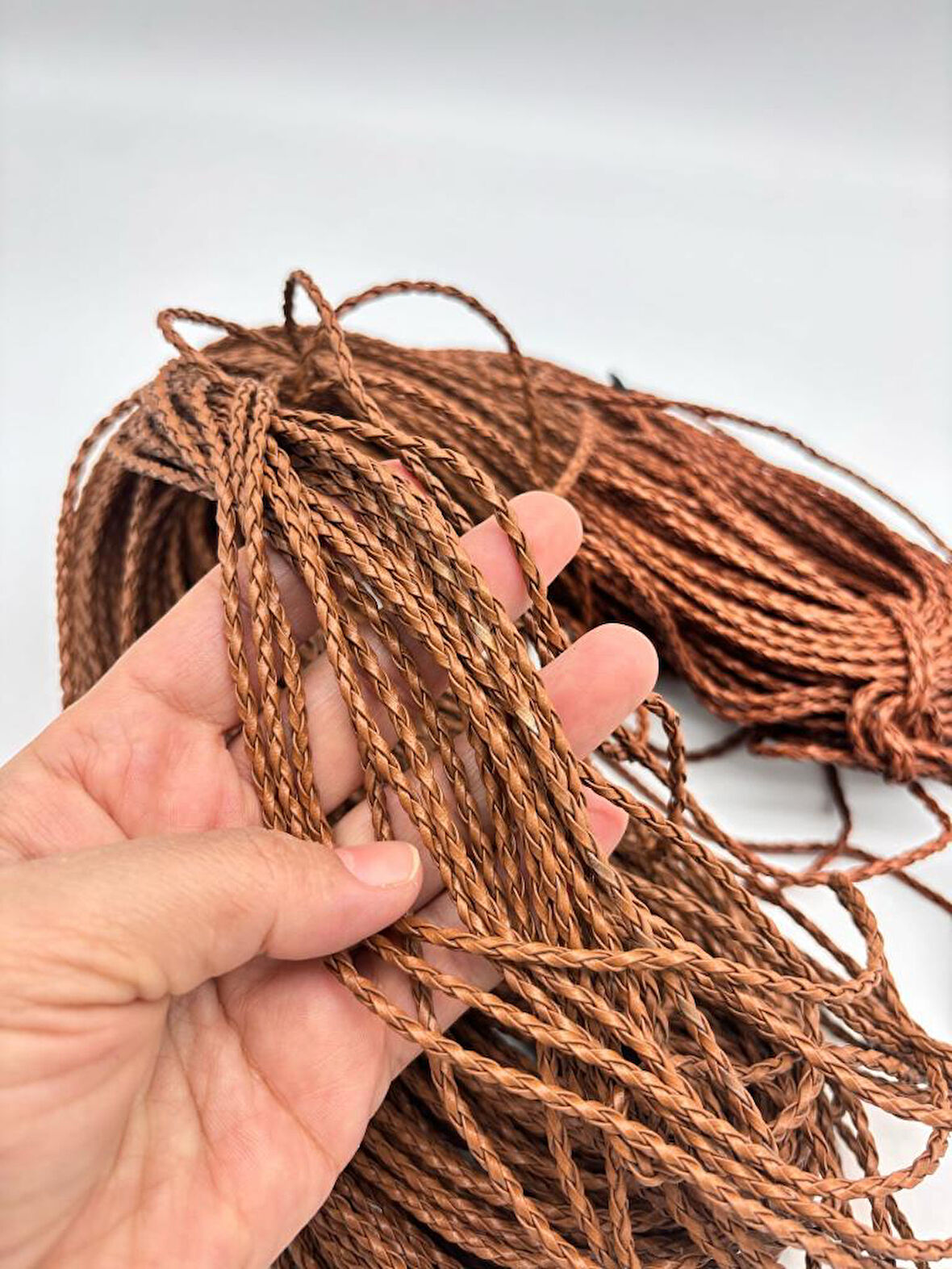 Çanta Aksesuar Deri Tüp Örgü 3 mm 1 Metre Taba Renk