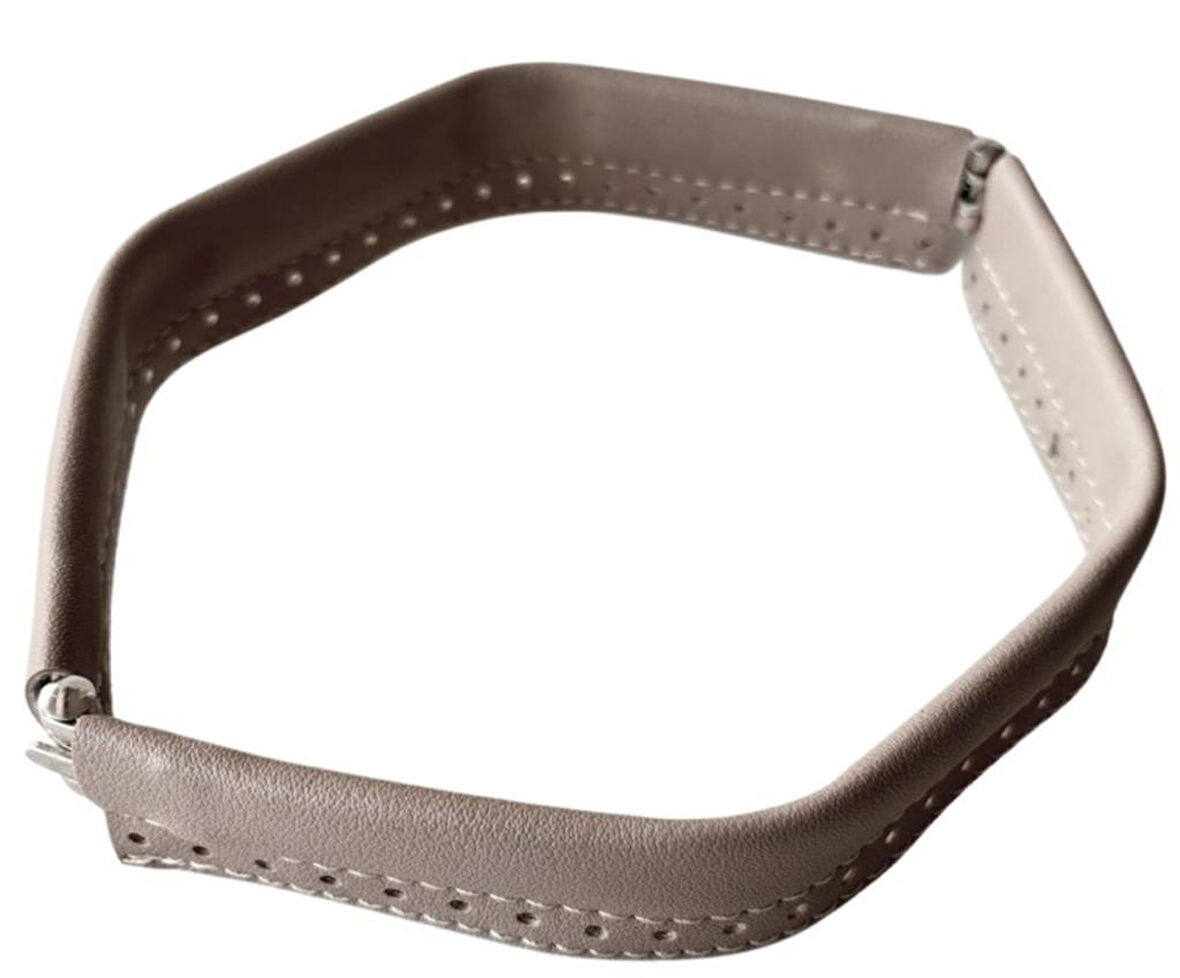 Çanta Aksesuar Bej Renk Derili Metal Çanta Ağzı 24 Cm