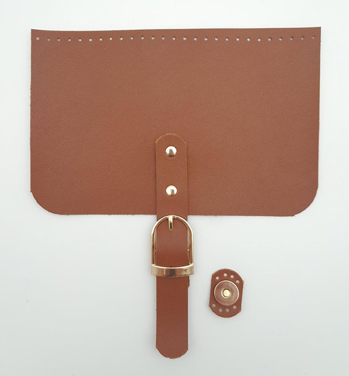 Çanta Aksesuar 22x24 cm Suni Deri Taba Renk Çanta Kapağı Light Gold Metalli