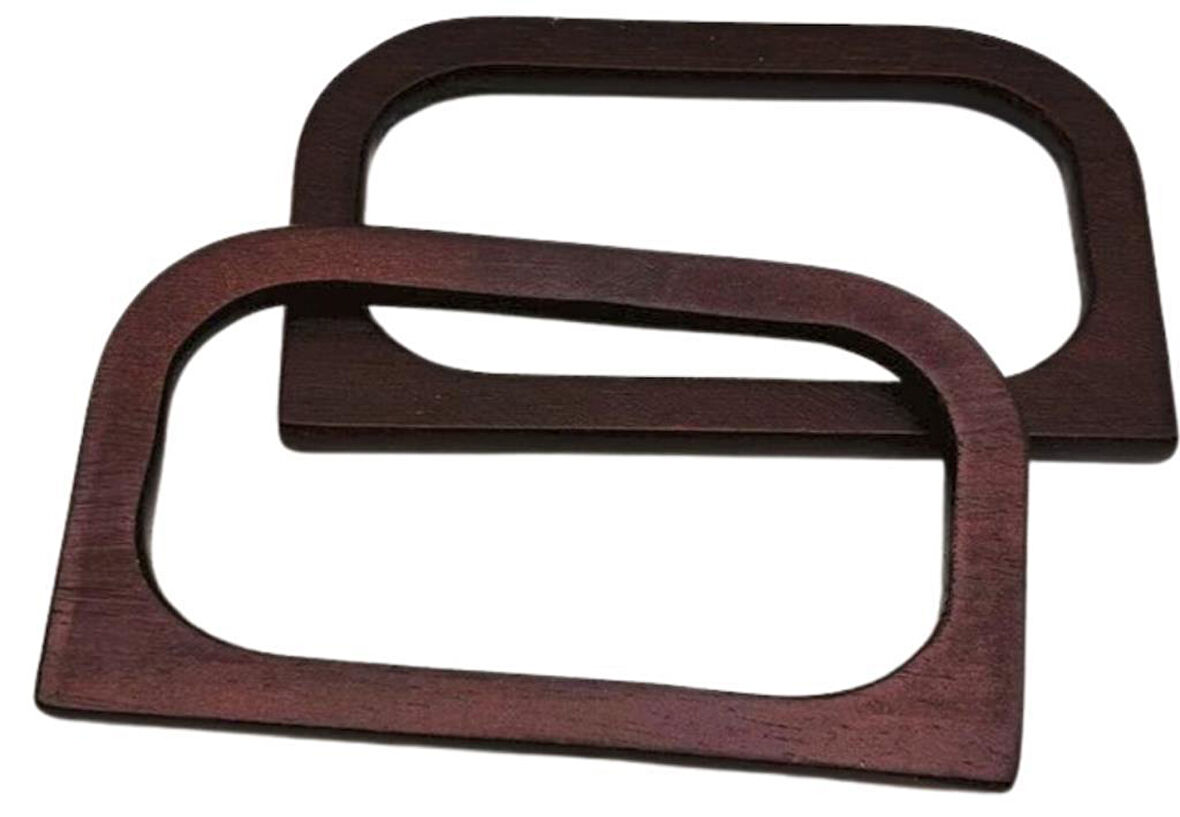 Çanta Aksesuar D Model 14X8 cm Kahve Renk Ahşap Çanta Sapı