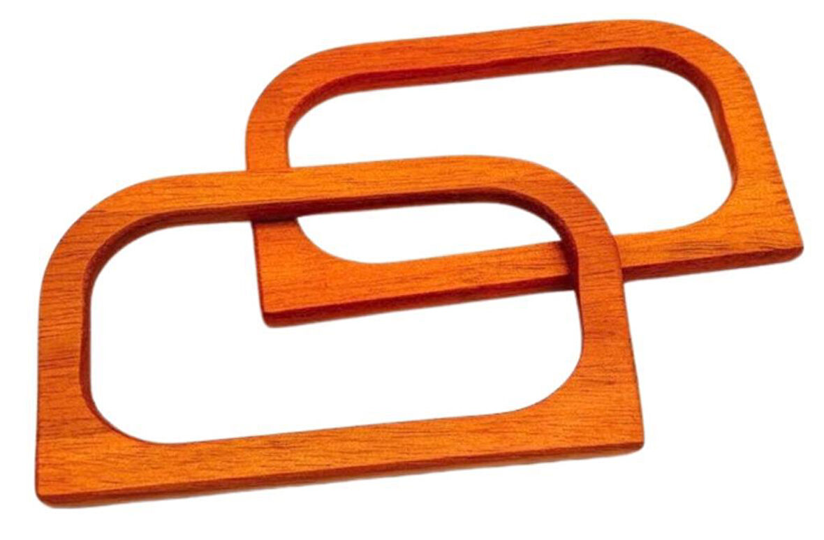 Çanta Aksesuar D Model 14X8 cm Taba Renk Ahşap Çanta Sapı