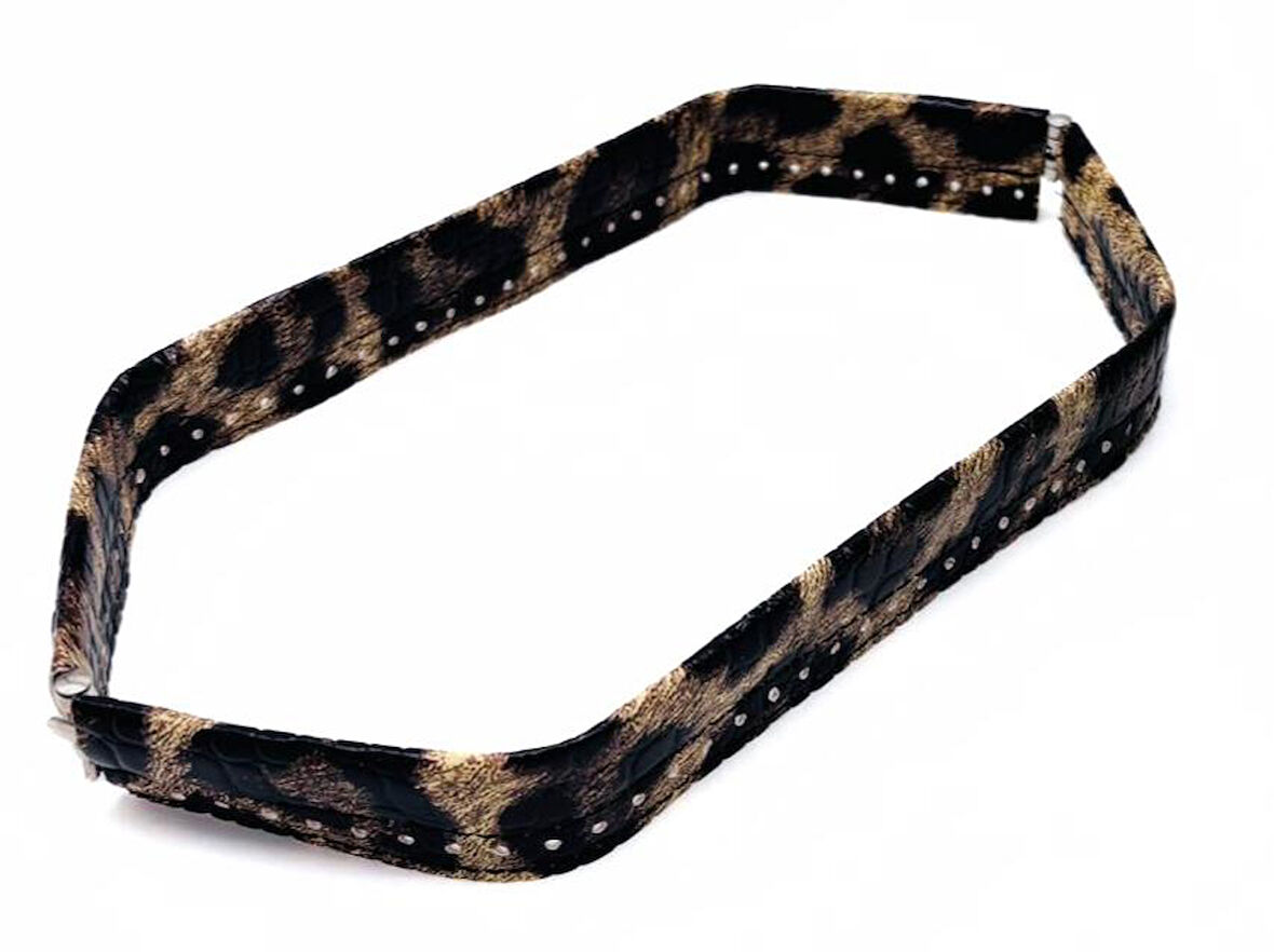 Çanta Aksesuar Leopar Renk Derili Metal Çanta Ağzı 33 Cm