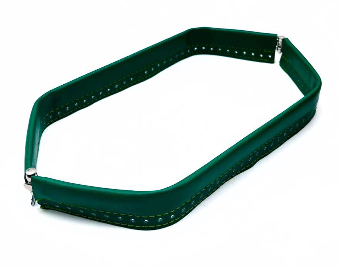Çanta Aksesuar Yeşil  Renk Derili Metal Çanta Ağzı 33 Cm