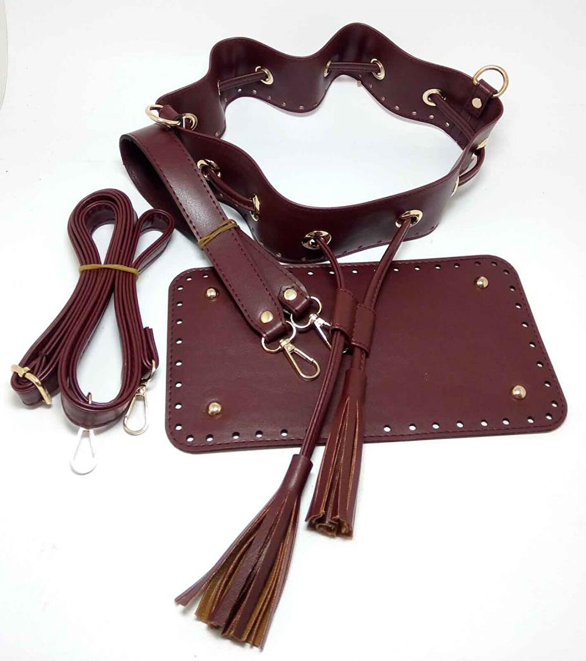 Çanta Aksesuar Bordo Renk Torba Çanta Seti