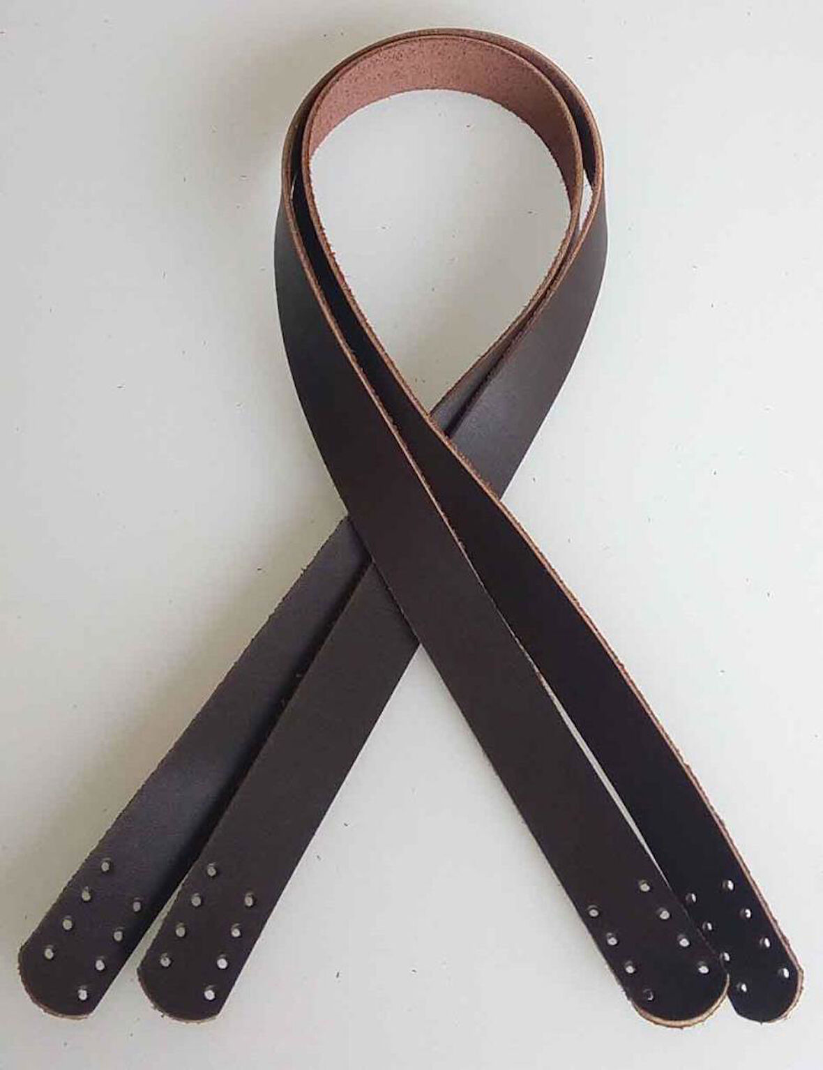 Çanta Aksesuar Koyu Kahverengi Gerçek Deri 70X2.3 Cm Çift Sap