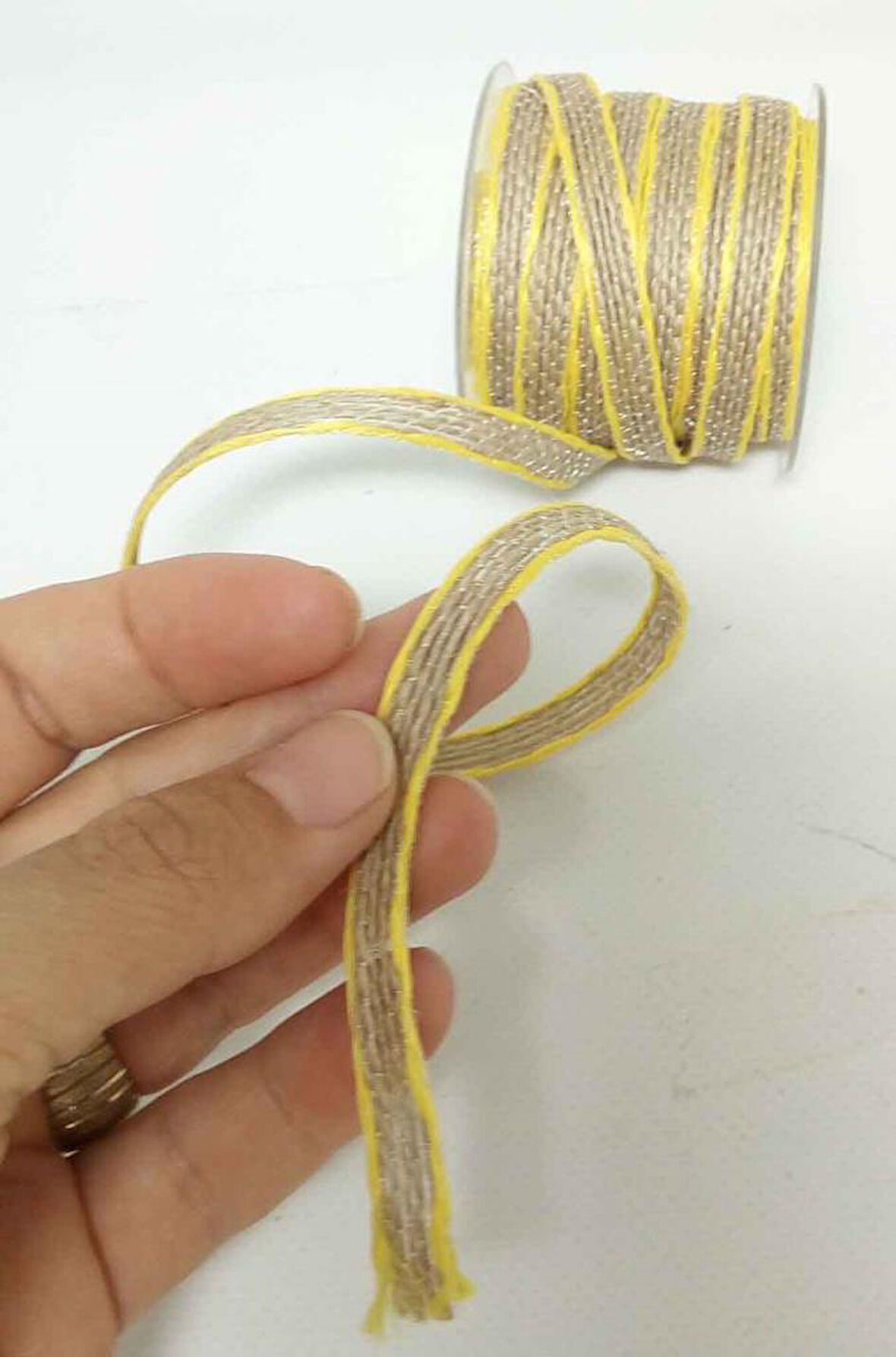 Çanta Aksesuar Kenarları Sarı Hasır Renk Kordon, Büzgü İpi Metrelik