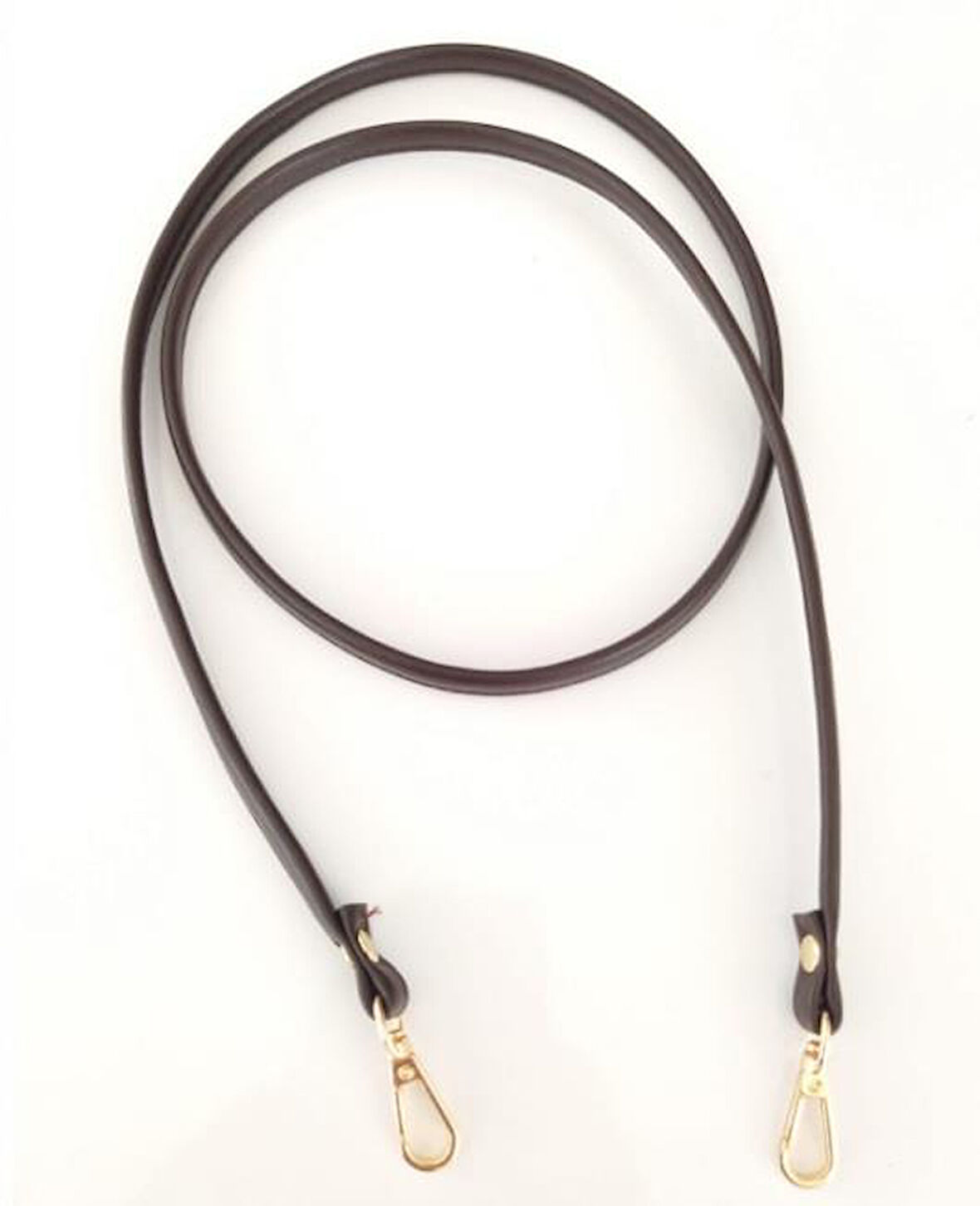 Çanta Aksesuar Spagetti Model Çanta Sapı Koyu Kahve Renk Light Gold Metal