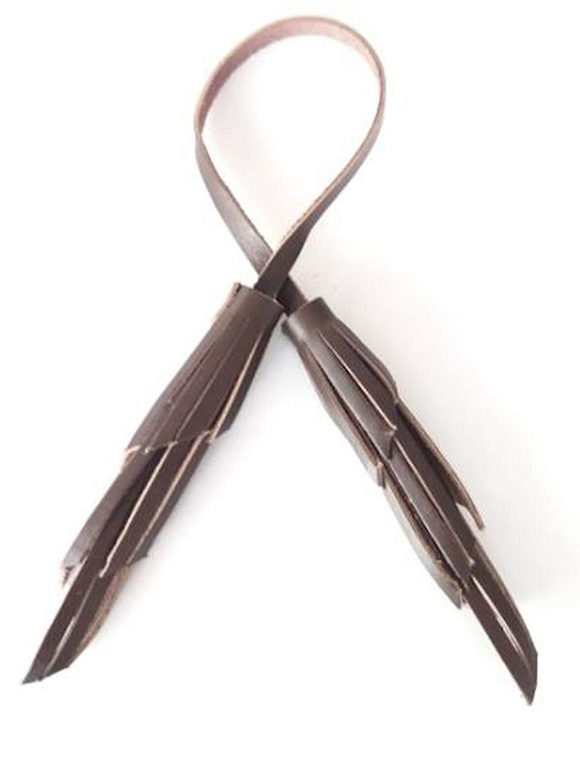 Çanta Aksesuar Gerçek Deri İkili Zig Zag Püskül Koyu Kahve Renk