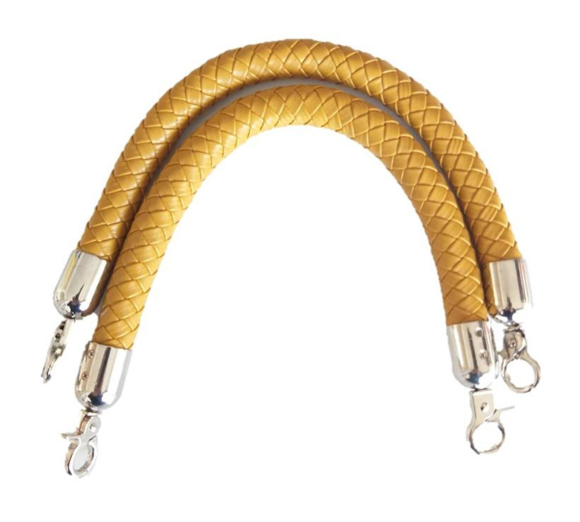 Çanta Aksesuar Örme Çanta Sapı Kısa Gümüş Metalli Hardal