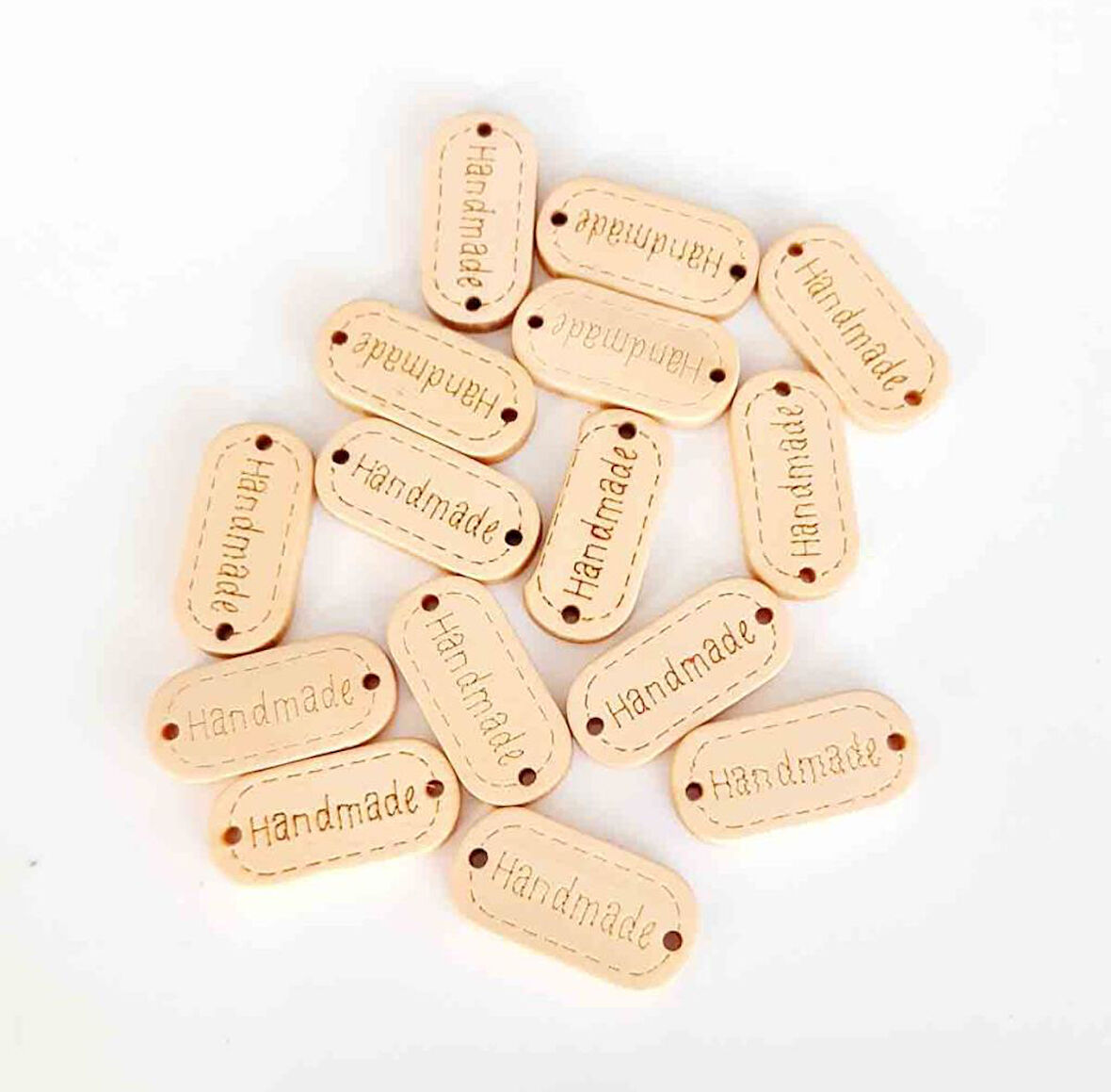 Nusrat Bilişim Çanta Aksesuar 10'Lu Ahşap Açık Ton Etiket 1.1X2.35 Cm No:5