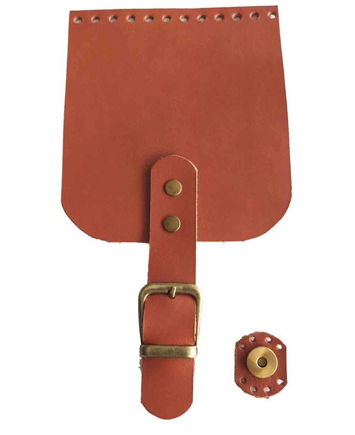 Çanta Aksesuar Gerçek Deri 21x12 cm Taba Renk Çanta Kapağı Antik Metalli