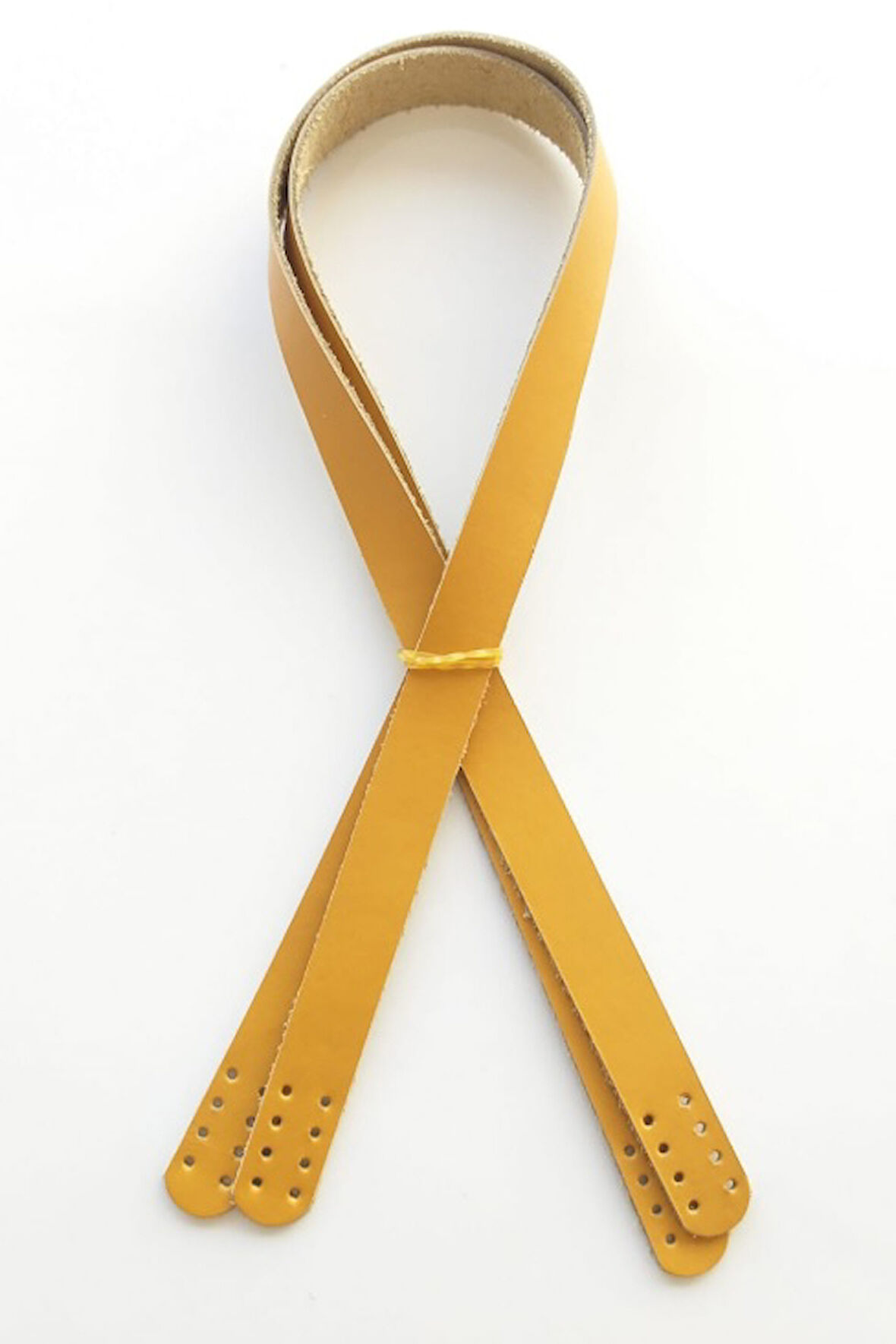 Çanta Aksesuar Hardal Renk Gerçek Deri 70X2 Cm Çift Sap