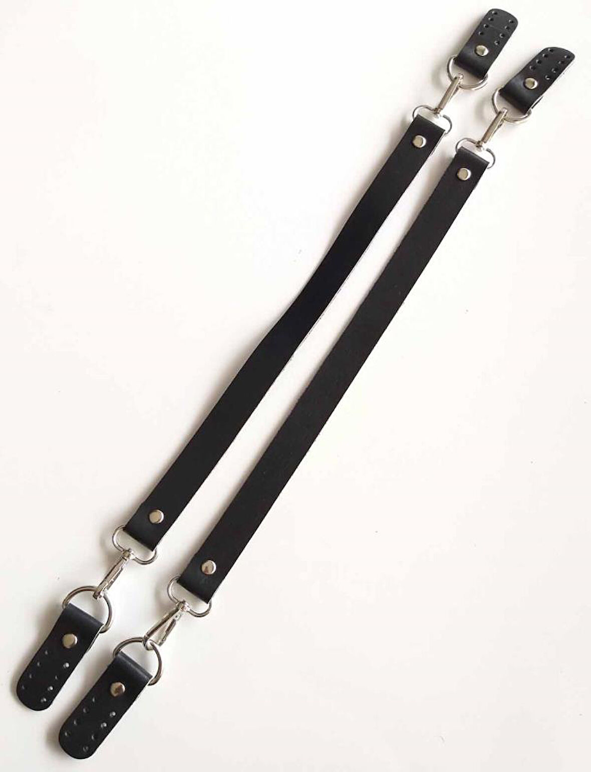 Çanta Aksesuar Gerçek Deri 55 Cm Misu Model Çift Sap Siyah Gümüş Metal
