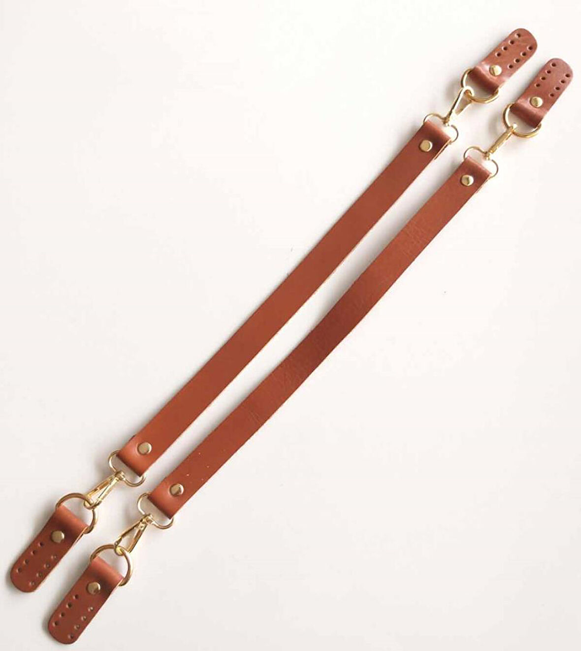 Çanta Aksesuar Gerçek Deri 55 Cm Misu Model Çift Sap Taba Gold Metal