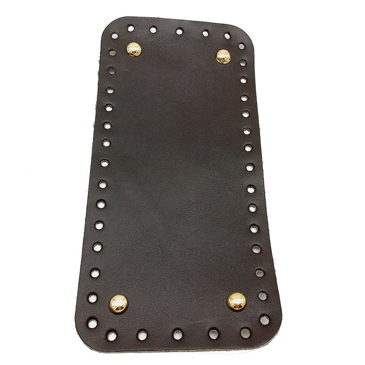 Çanta Aksesuar Gerçek Deri Koyu Kahve 25X12 cm Dikdörtgen Light Gold Metalli Çanta Tabanı