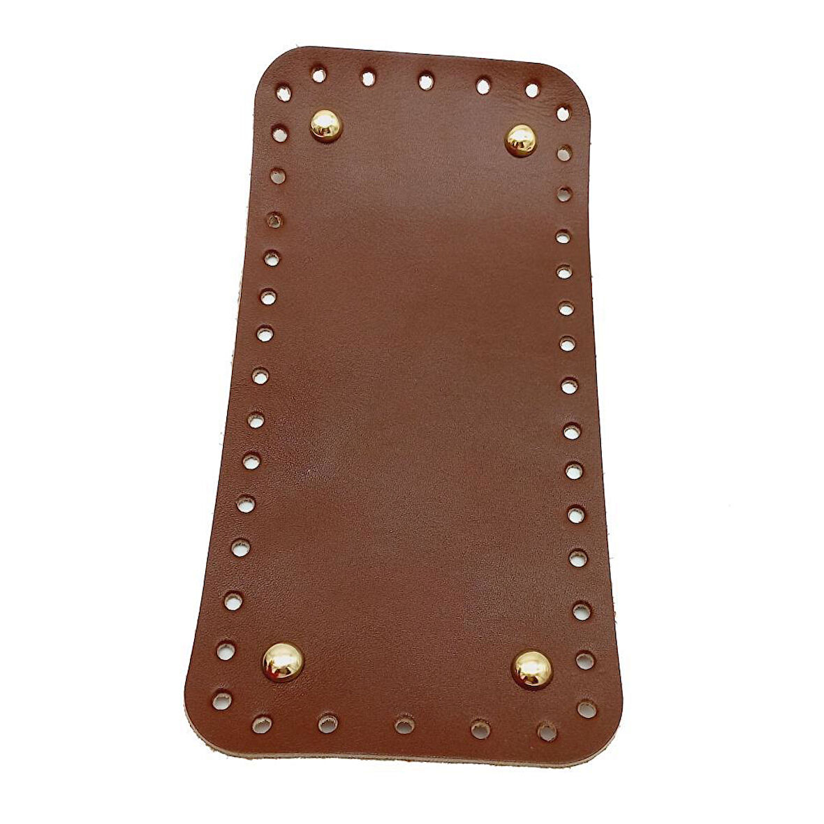 Nusrat Bilişim Çanta Aksesuar Gerçek Deri Kızıl Kahve 25X12 cm Dikdörtgen Light Gold Metalli Çanta Tabanı