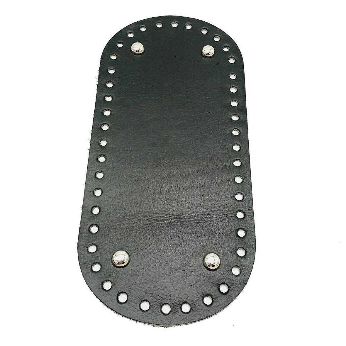 Çanta Aksesuar Gerçek Deri Siyah 25X12 cm Oval Gümüş Metalli Çanta Tabanı