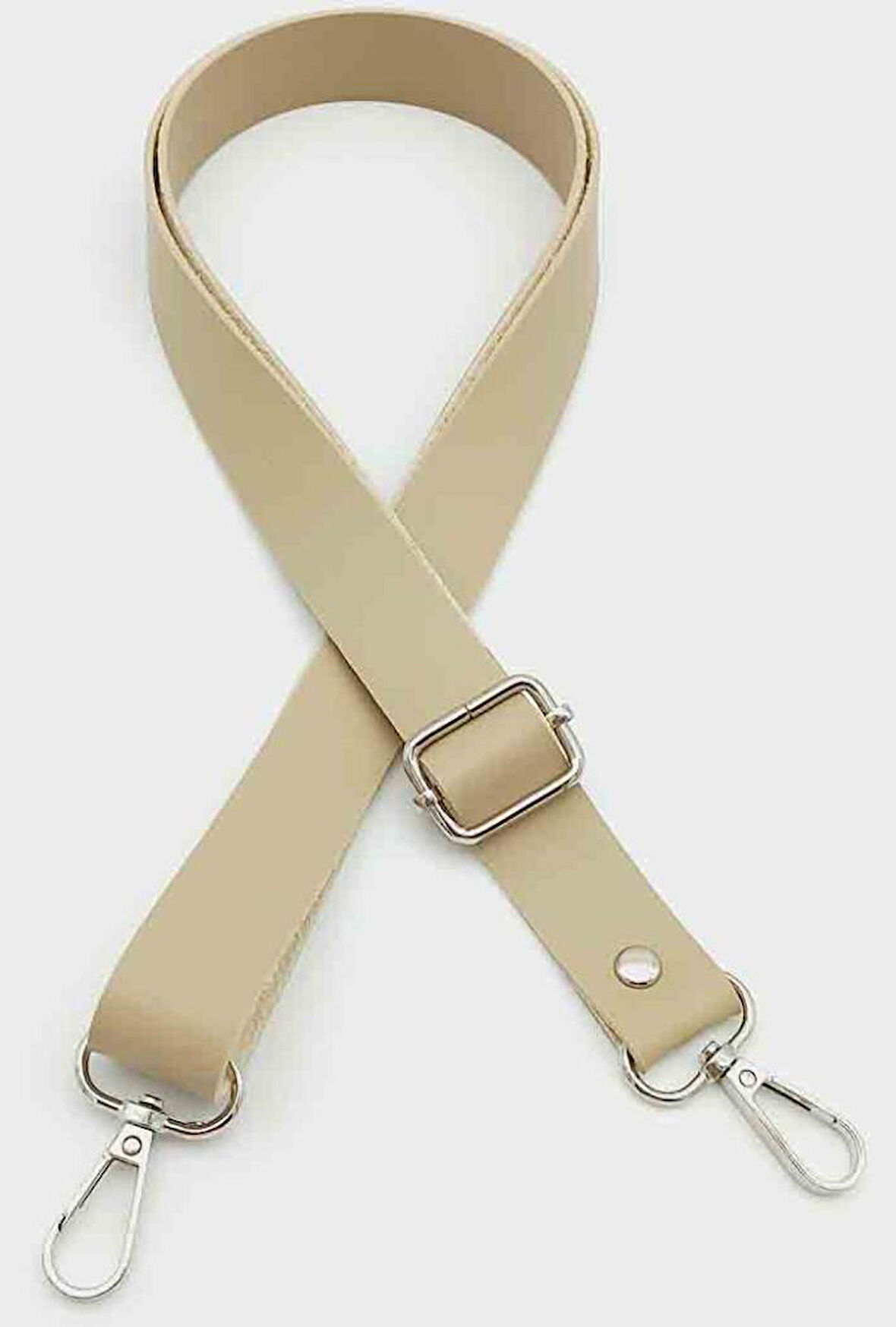 Çanta Aksesuar Suni Deri Ayarlı Çanta Sapı 120X2.4 Cm Bej Gümüş Metal