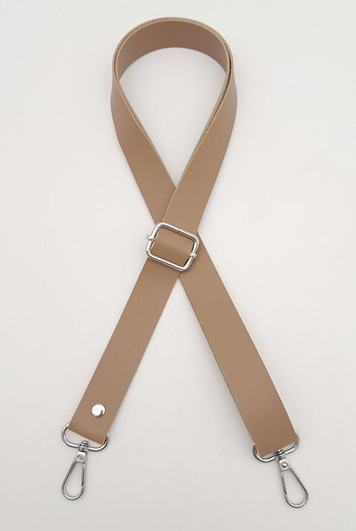 Çanta Aksesuar Suni Deri Ayarlı Çanta Sapı 120X2.4 Cm Vizon Gümüş Metal