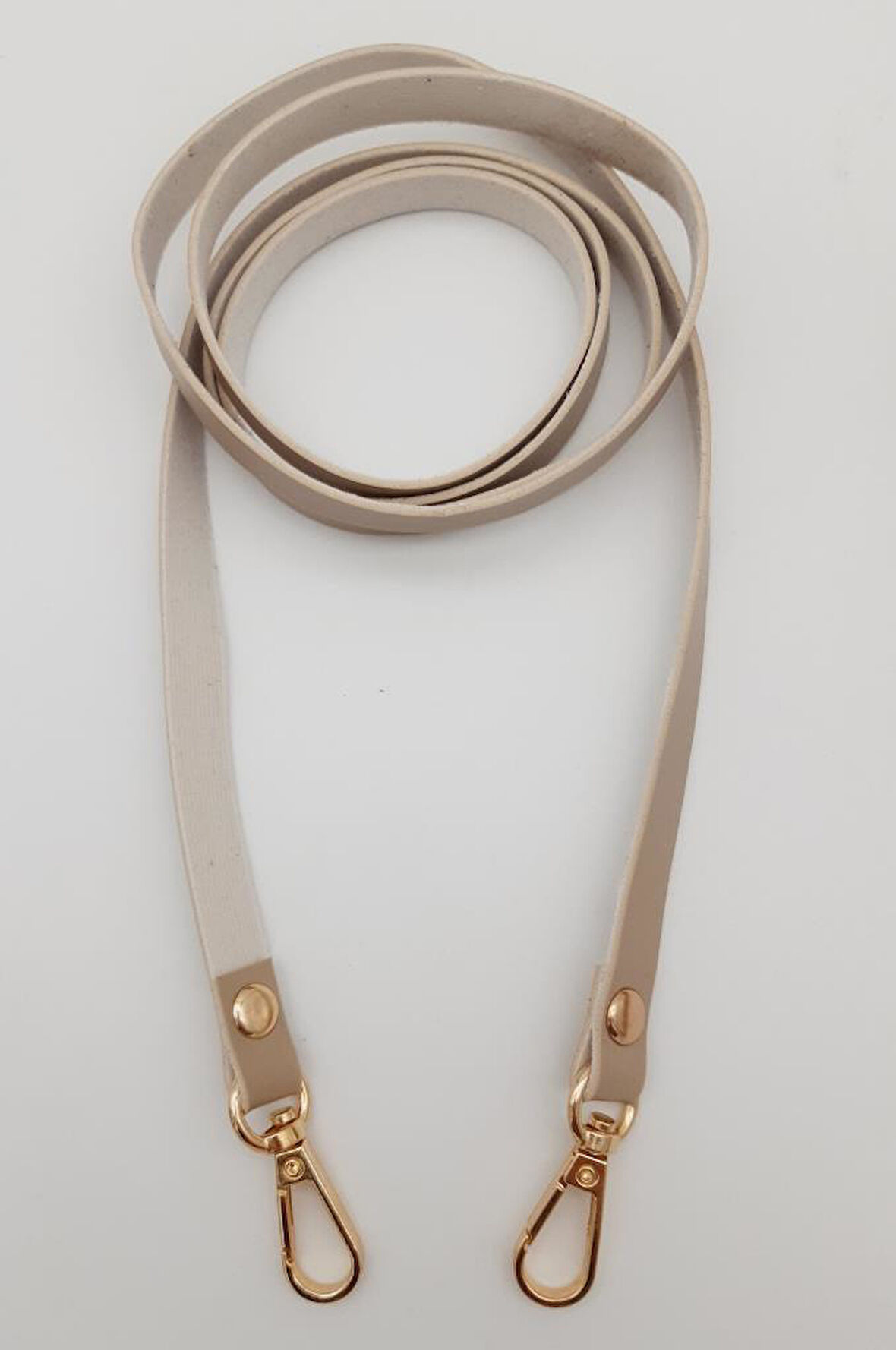 Çanta Aksesuar Spagetti Model Dikişsiz Çanta Sapı Bej Renk Light Gold Metal