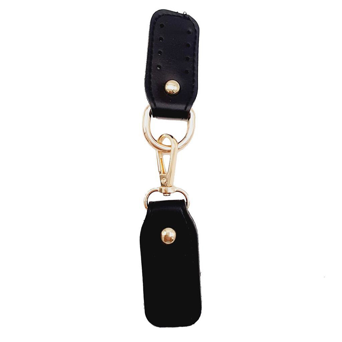 Çanta Aksesuar Suni Deri Siyah Çift Kat Dikişli Kancalı Kilitli Böce Light Gold Metalli