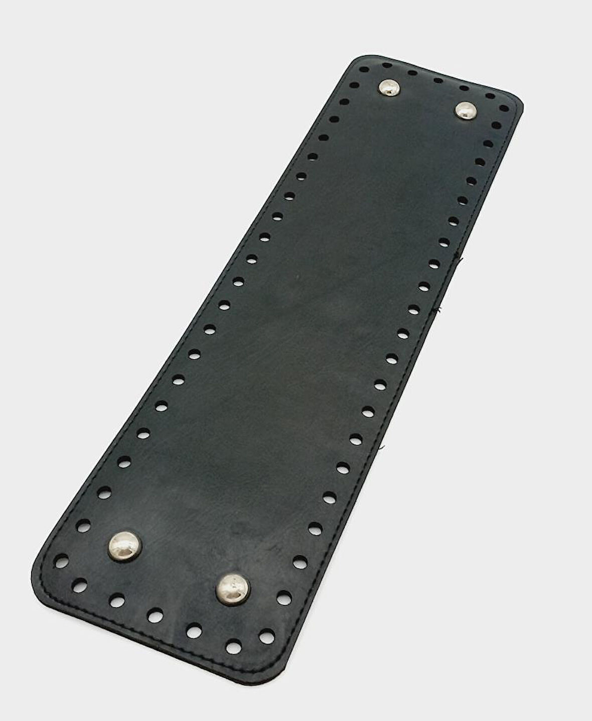 Çanta Aksesuar Suni Deri Siyah Renk 35X10 cm Dikdörtgen Çanta Tabanı (Gümüş Aparatlı)