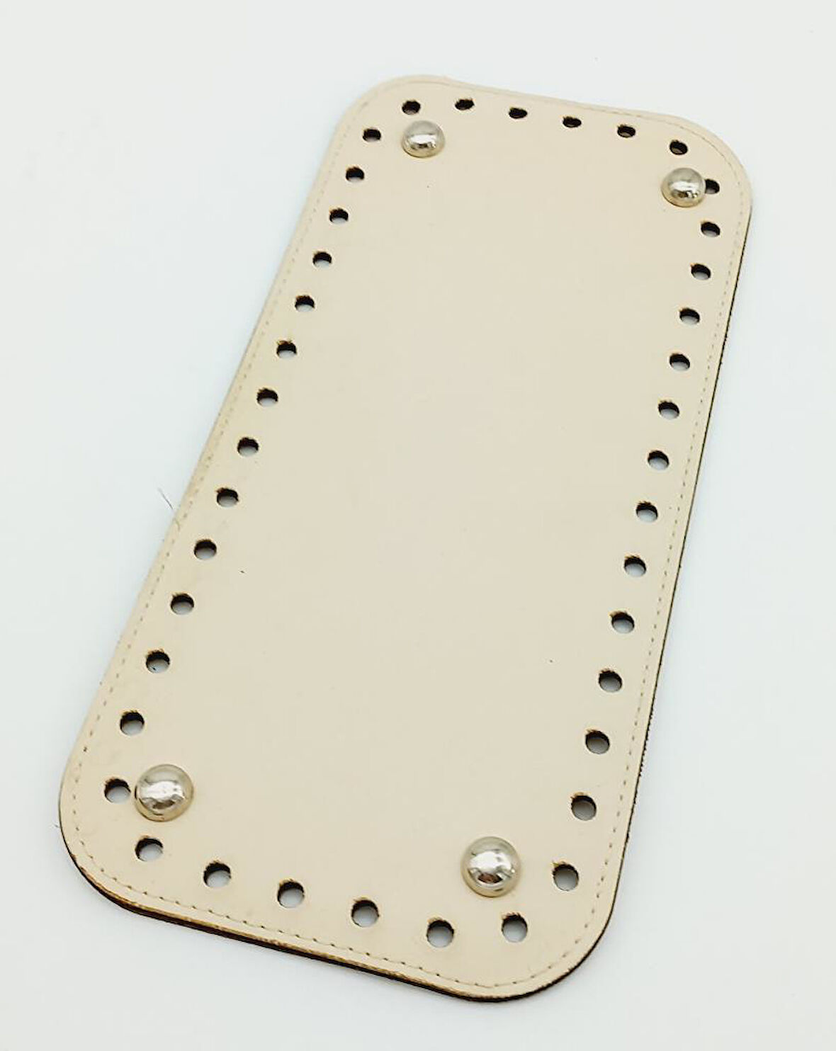 Nusrat Bilişim Çanta Aksesuar Suni Deri Krem Renk 25X12 cm Dikdörtgen Çanta Tabanı (Gümüş Aparatlı)