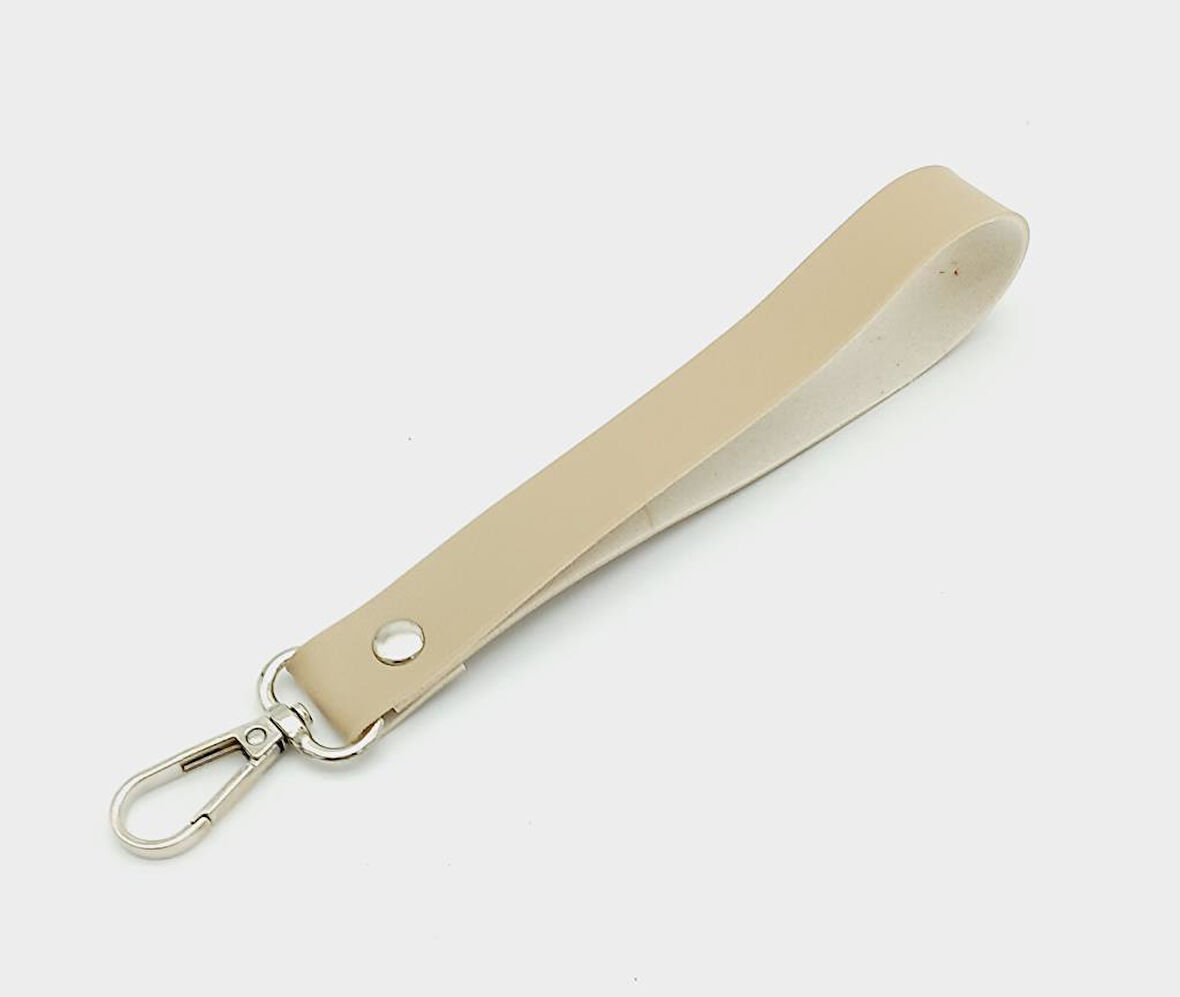 Çanta Aksesuar Tek Kat Suni Deri Bej Renk Elcik Gümüş Metal