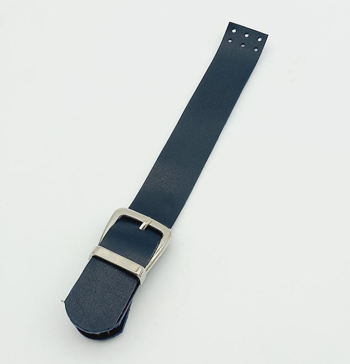 Çanta Aksesuar Tek Kat 18 Cm Suni Deri Lacivert Kapak Gümüş Metal