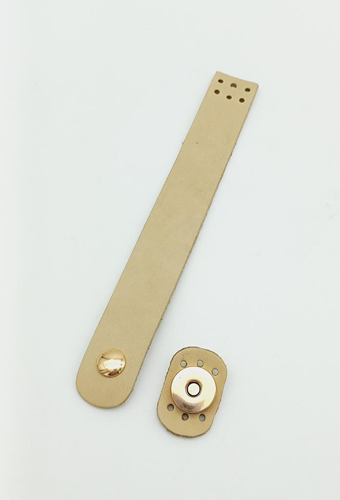 Çanta Aksesuar 18x2,3 cm Ham (Doğal) Renk Gerçek Deri Düz Çanta Kapağı Light Gold Metalli