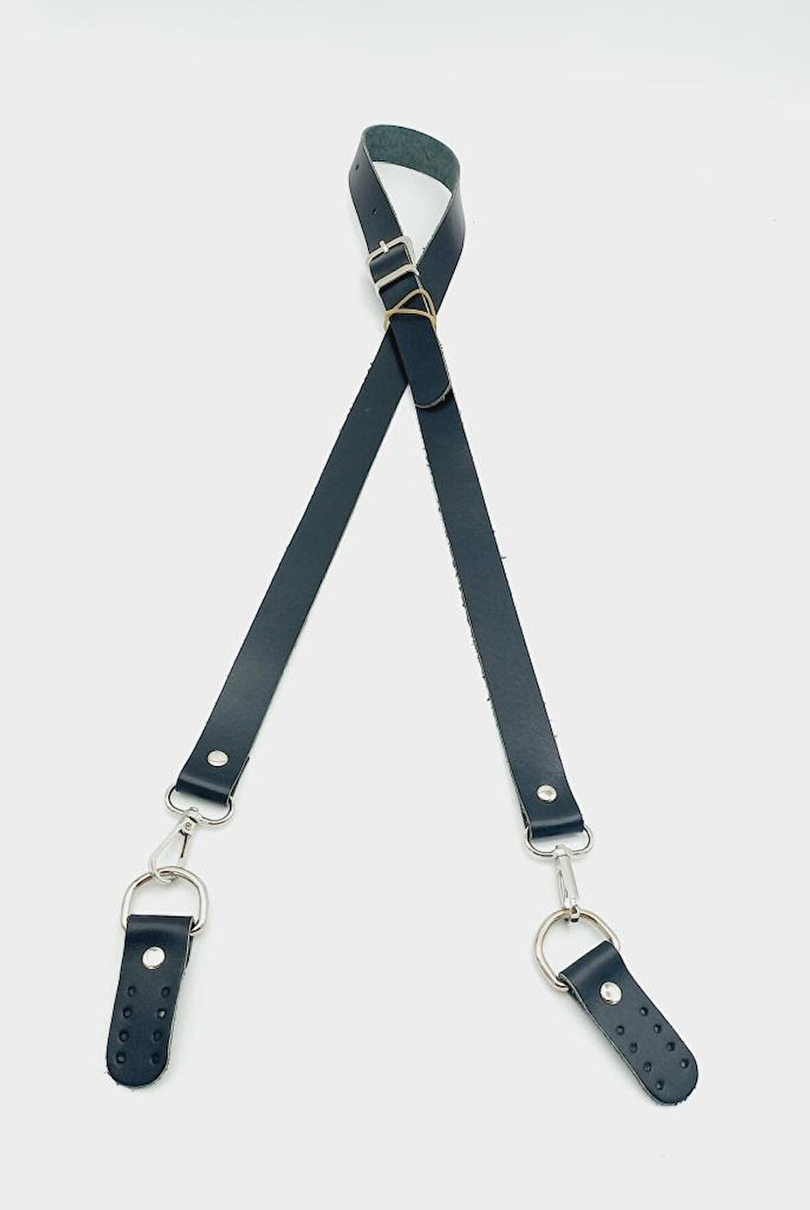 Çanta Aksesuar Gerçek Deri Ayarlı Uzun Sap 2.3X130 Siyah Gümüş Metalli