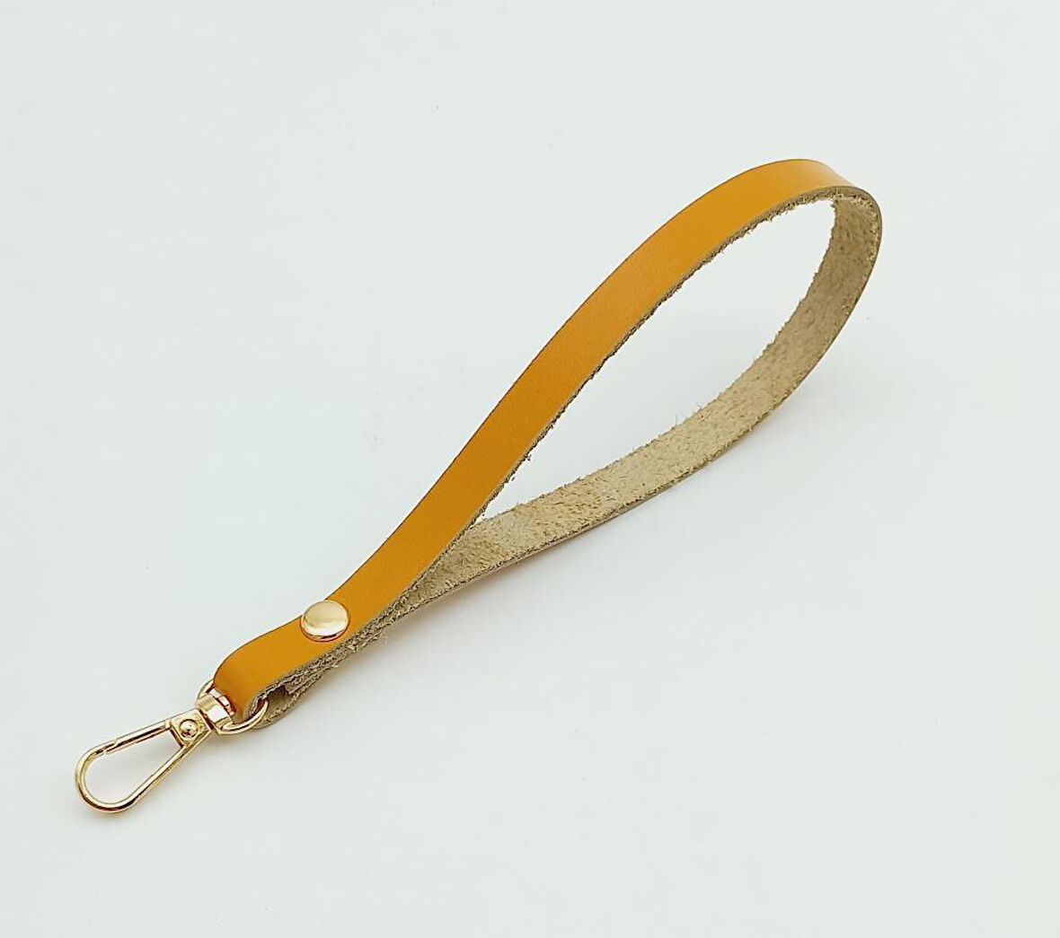 Çanta Aksesuar Gerçek Deri Hardal Renk Elcik Light Gold Metalli