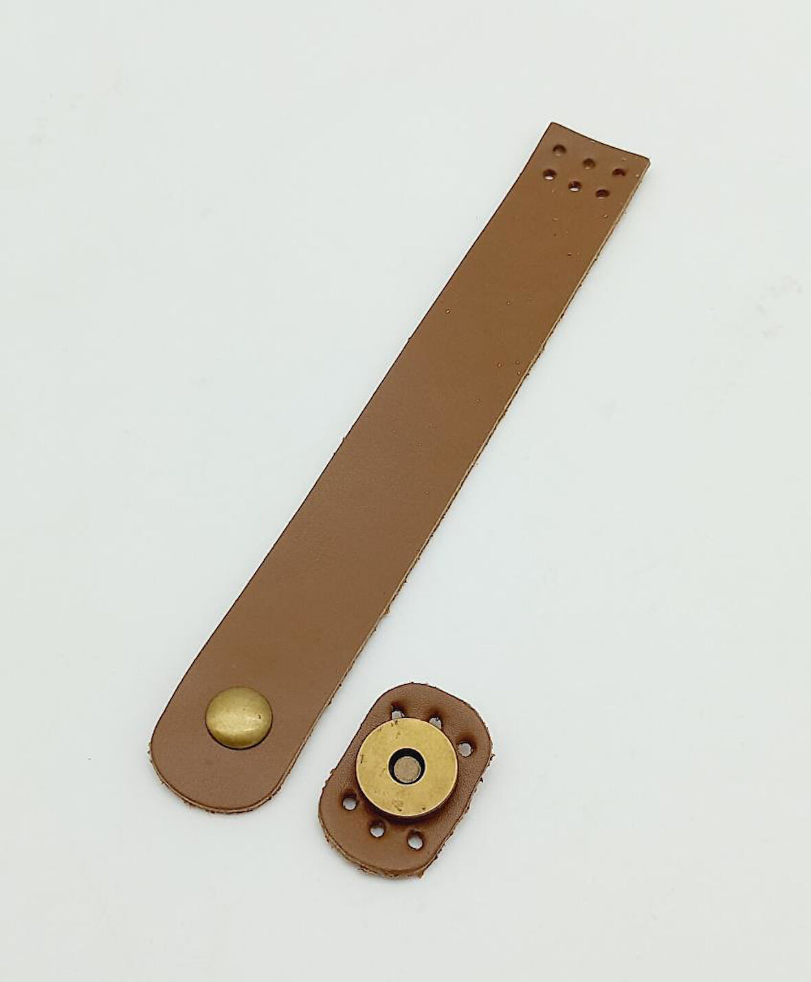 Çanta Aksesuar 18x2,3 cm Sütlü Kahve Gerçek Deri Düz Çanta Kapağı Antik Metalli