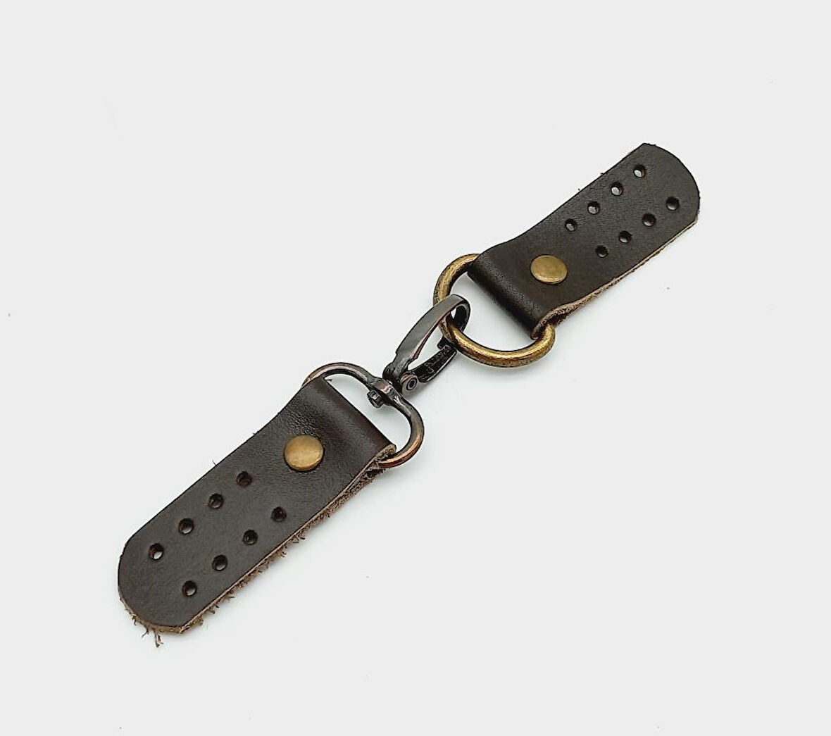 Çanta Aksesuar Gerçek Deri Kancalı Böce (Kilit) Kahverengi Antik Metalli