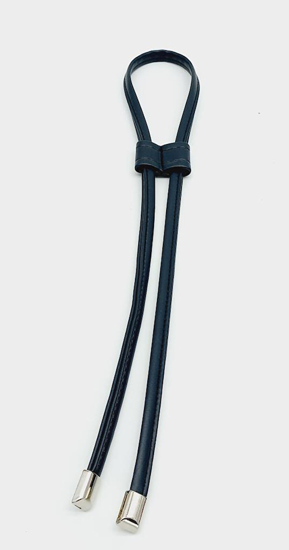 Çanta Aksesuar Lacivert Suni Deri Dikişli Büzgü Gümüş Metalli