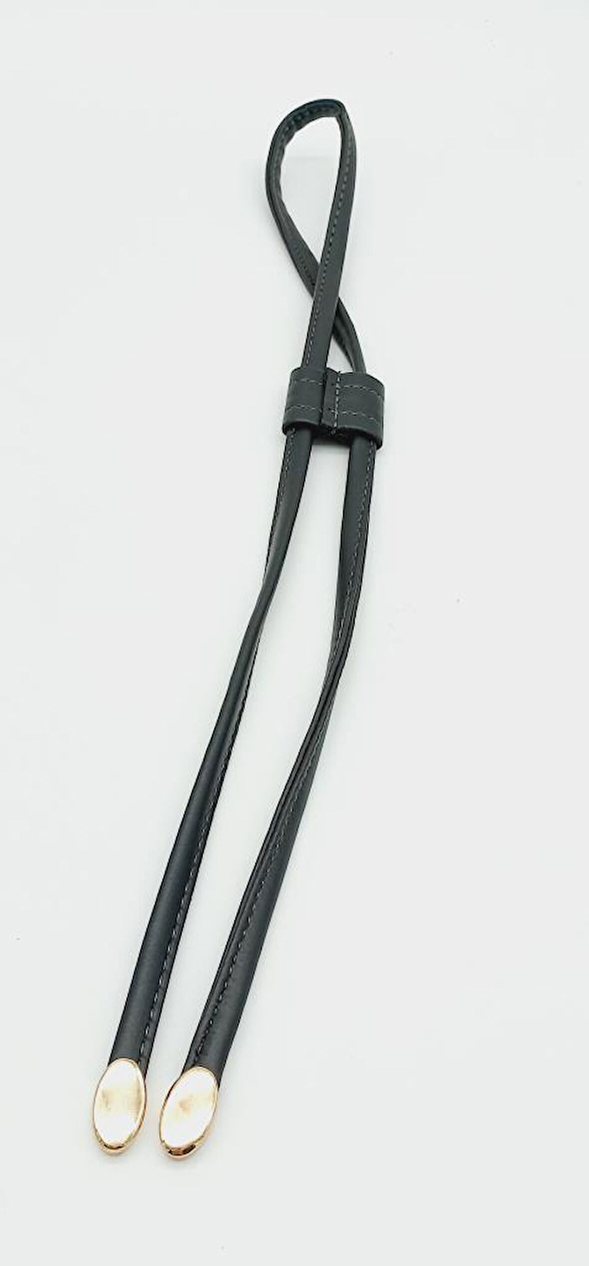 Çanta Aksesuar Gri Suni Deri Dikişli Büzgü Light Gold Metalli