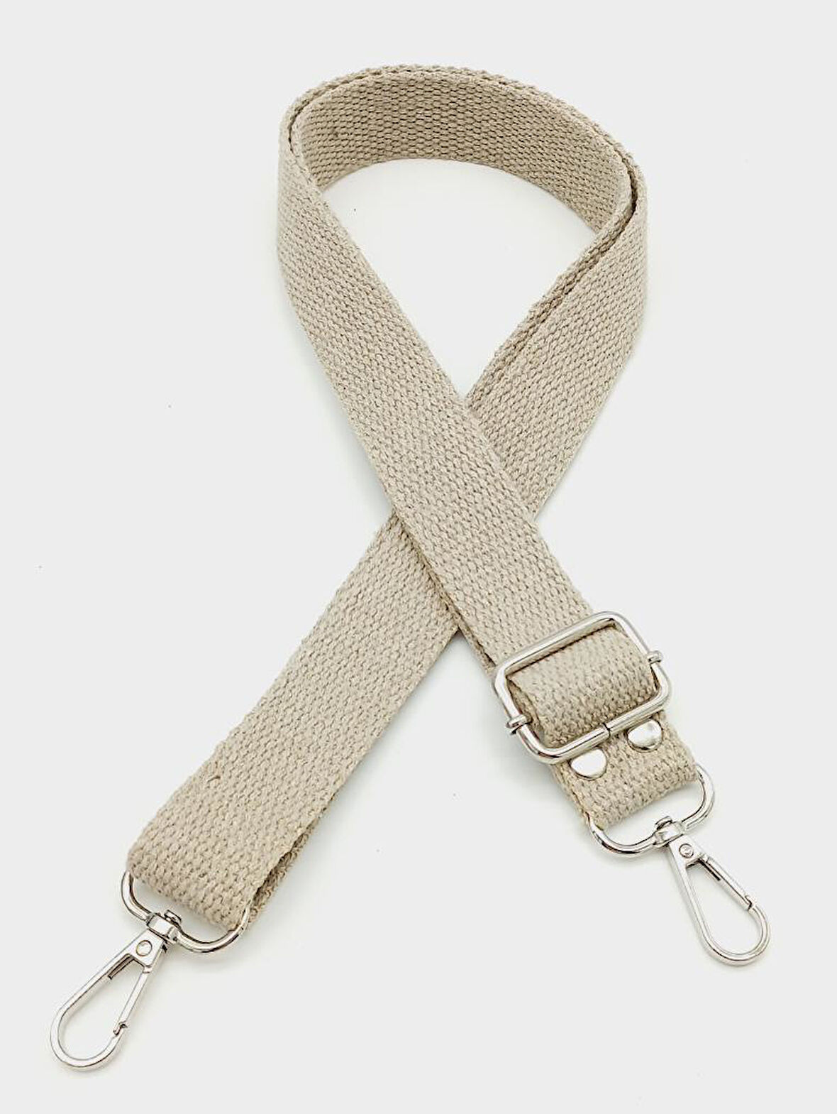 Nusrat Bilişim Çanta Aksesuar Pamuklu Kolon 120X3 Cm Bej Gümüş Metalli