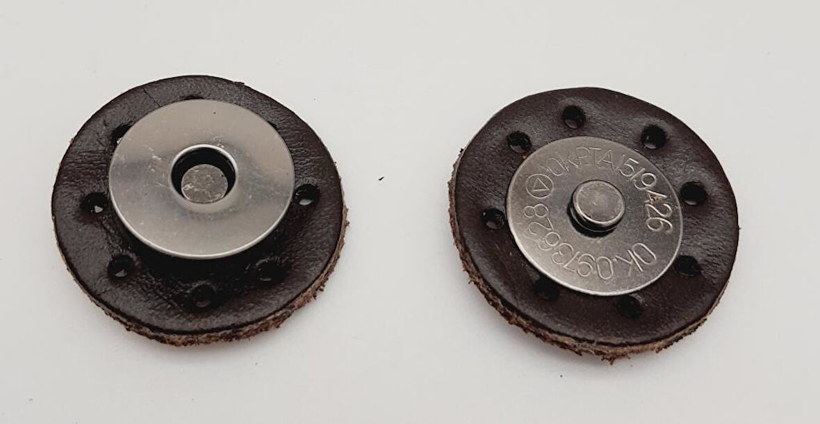 Çanta Aksesuar Gerçek Derili Mıknatıslı Çıtçıt Kahverengi Füme Metalli