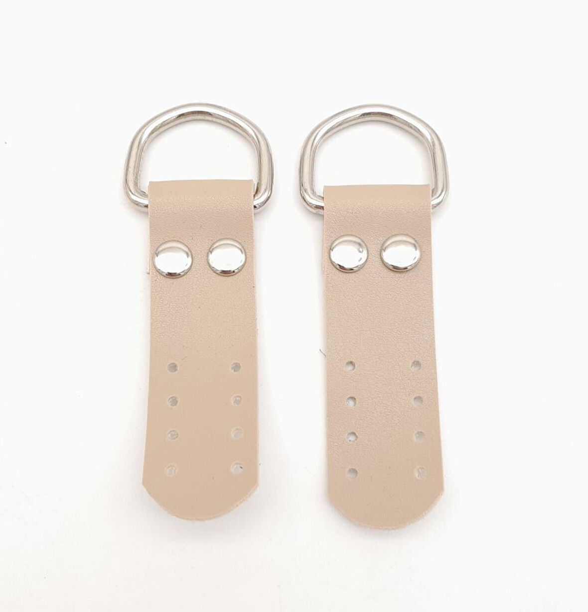 Çanta Aksesuar Bej Tek Kat Suni Deri Sapucu Böce Gümüş Metalli