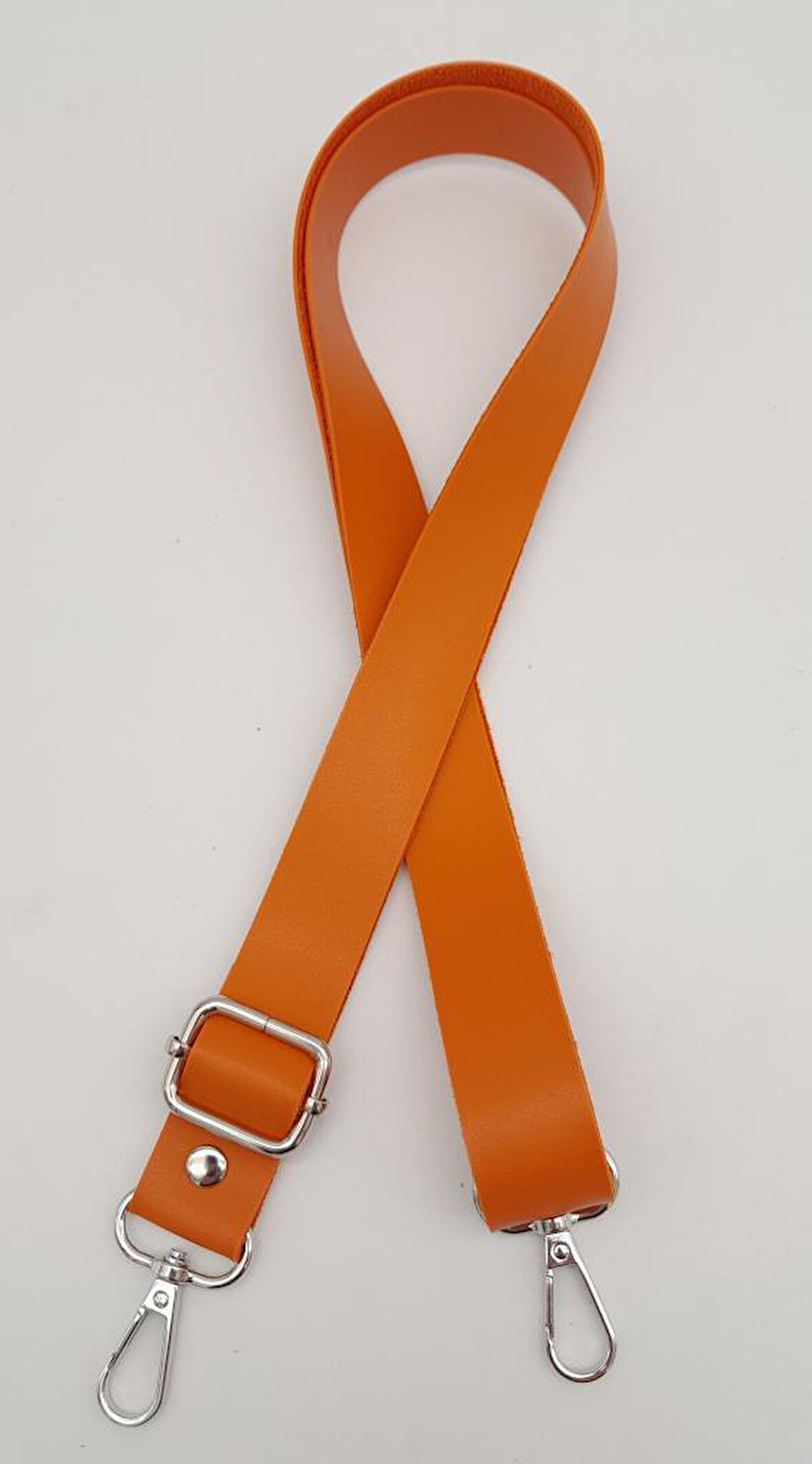Çanta Aksesuar Suni Deri Ayarlı Çanta Sapı 120X2.4 Cm Turuncu Gümüş Metal