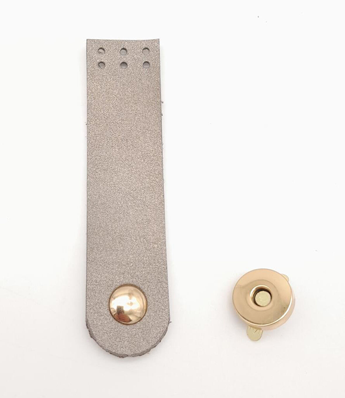 Çanta Aksesuar Parlak Gri Renk Tek Kat Suni Deri Kapak 10.5x2.5 cm Light Gold Metal