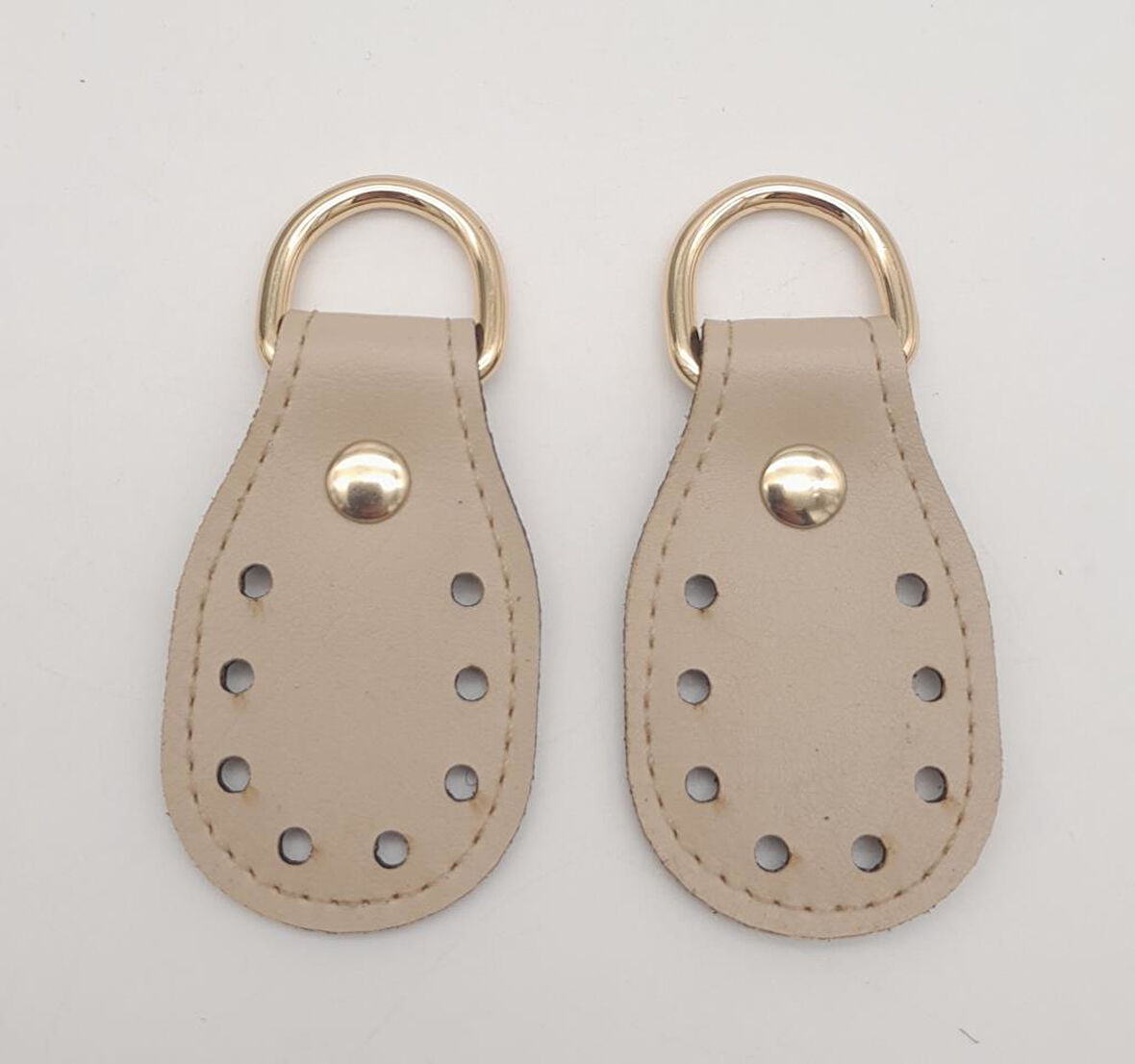 Çanta Aksesuar Koyu Krem Çift Kat Dikişli Suni Deri Sapucu Böce Light Gold Metalli