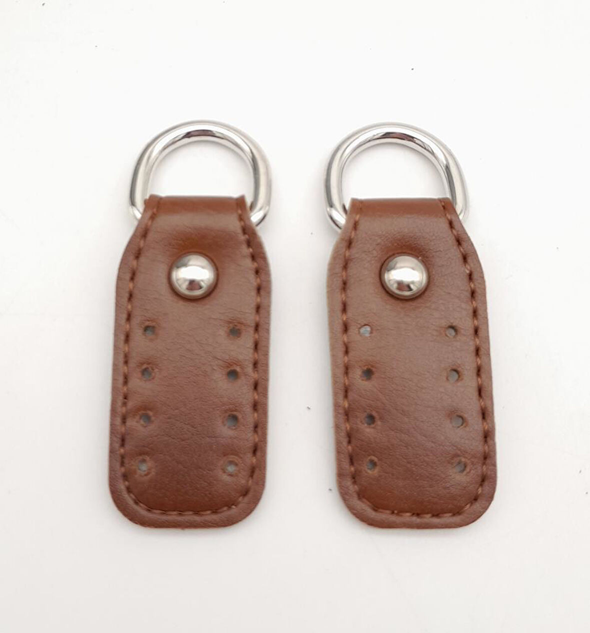 Çanta Aksesuar Taba Çift Kat Dikişli Suni Deri Sapucu Böce Gümüş Metalli