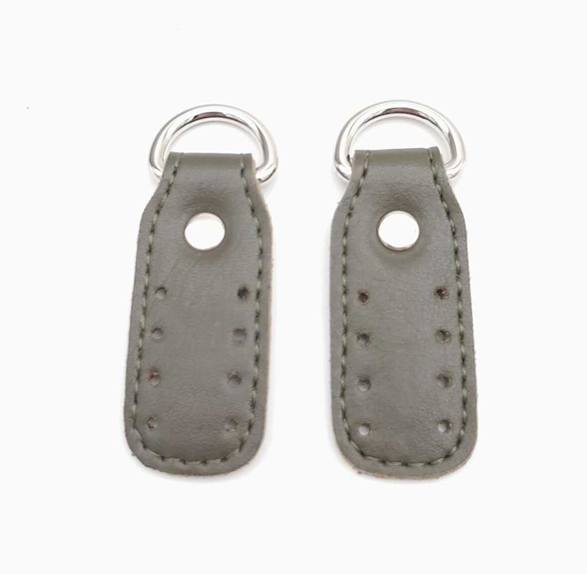 Çanta Aksesuar Haki Çift Kat Dikişli Suni Deri Sapucu Böce Gümüş Metalli